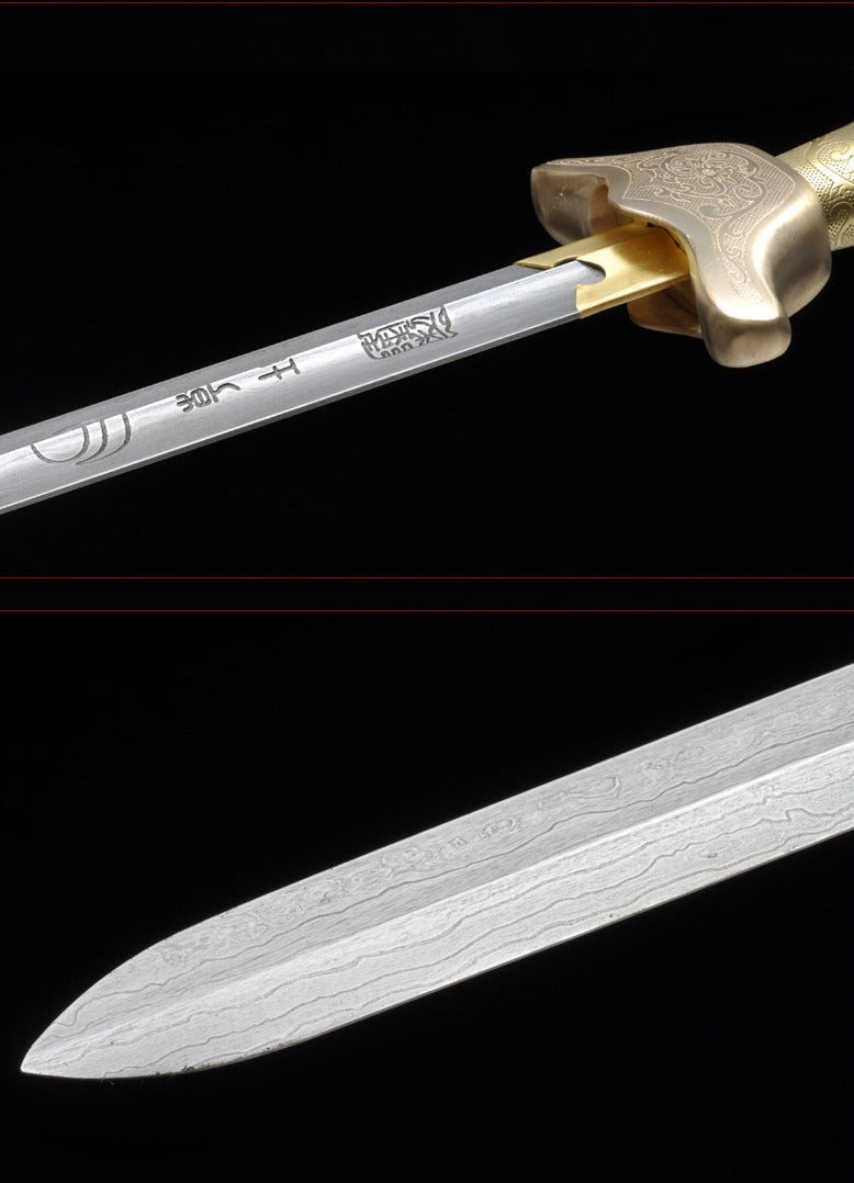 ดาบจีนทำมือ Qianlong Tai Chi Jian ดาบ Longquan พับเหล็กพร้อมฝักไม้มะเกลือ - COOLKATANA 