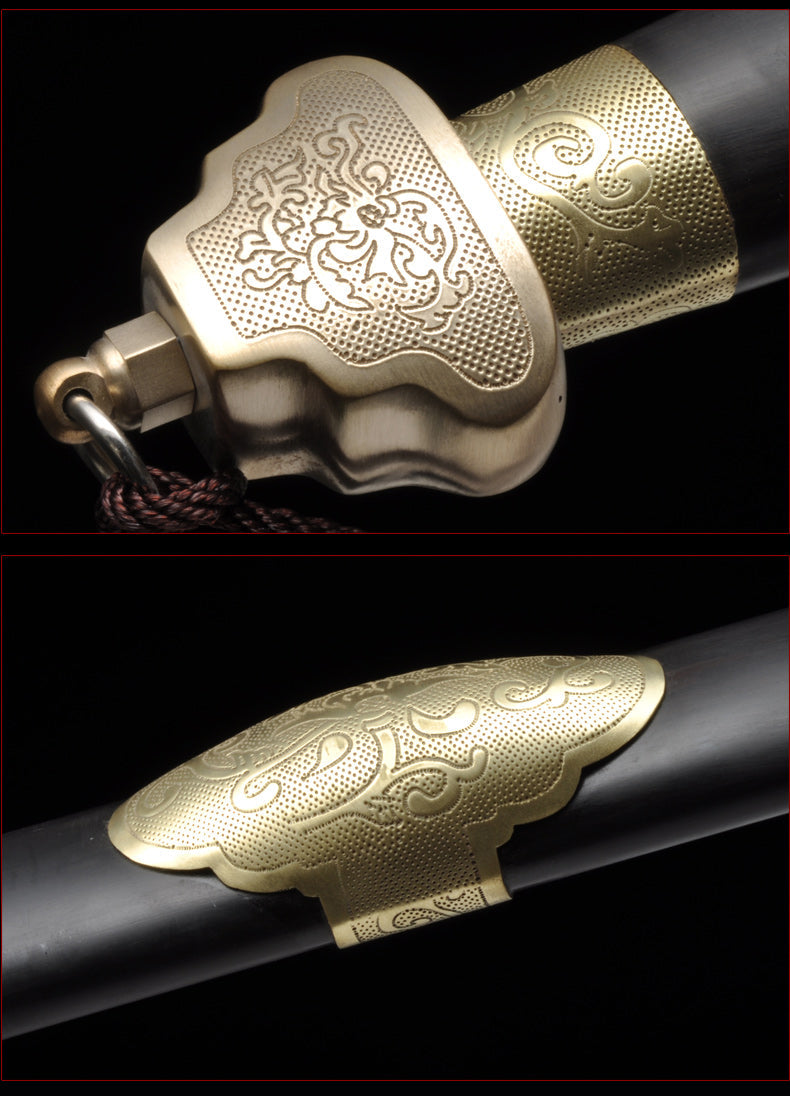 ดาบจีนทำมือ Qianlong Tai Chi Jian ดาบ Longquan พับเหล็กพร้อมฝักไม้มะเกลือ - COOLKATANA 