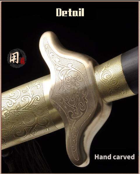Handmade Chinese Sword Qianlong Tai Chi Jian Folded Steel Longquan Sword Ebony Scabbard-COOLKATANA-SL-8016-1-U