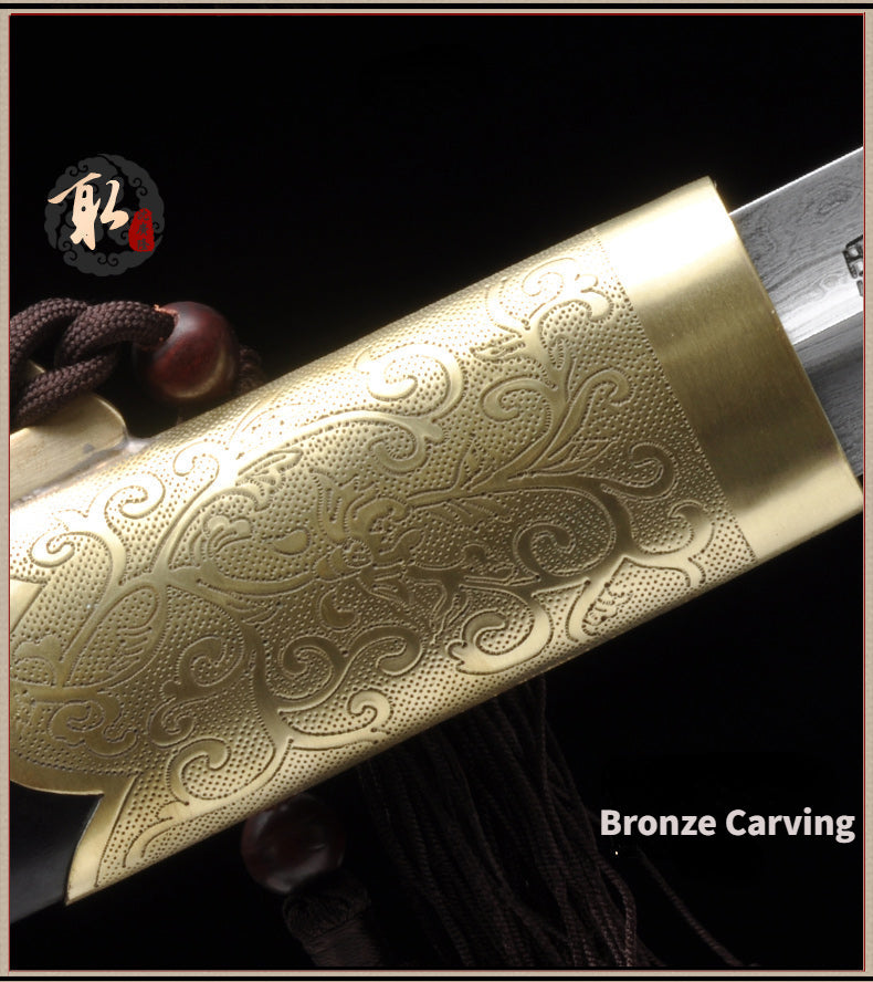 ดาบจีนทำมือ Qianlong Tai Chi Jian ดาบ Longquan พับเหล็กพร้อมฝักไม้มะเกลือ - COOLKATANA 