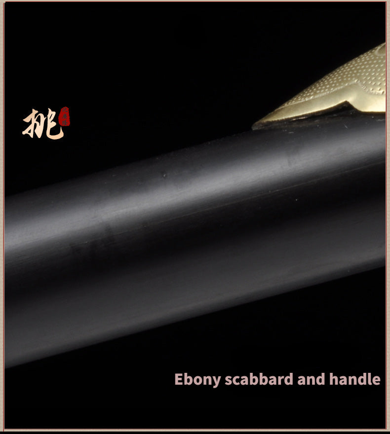 ดาบจีนทำมือ Qianlong Tai Chi Jian ดาบ Longquan พับเหล็กพร้อมฝักไม้มะเกลือ - COOLKATANA 
