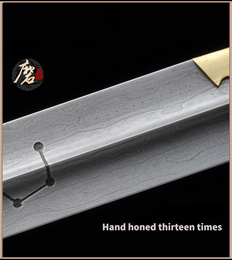 ดาบจีนทำมือ Qianlong Tai Chi Jian ดาบ Longquan พับเหล็กพร้อมฝักไม้มะเกลือ - COOLKATANA 