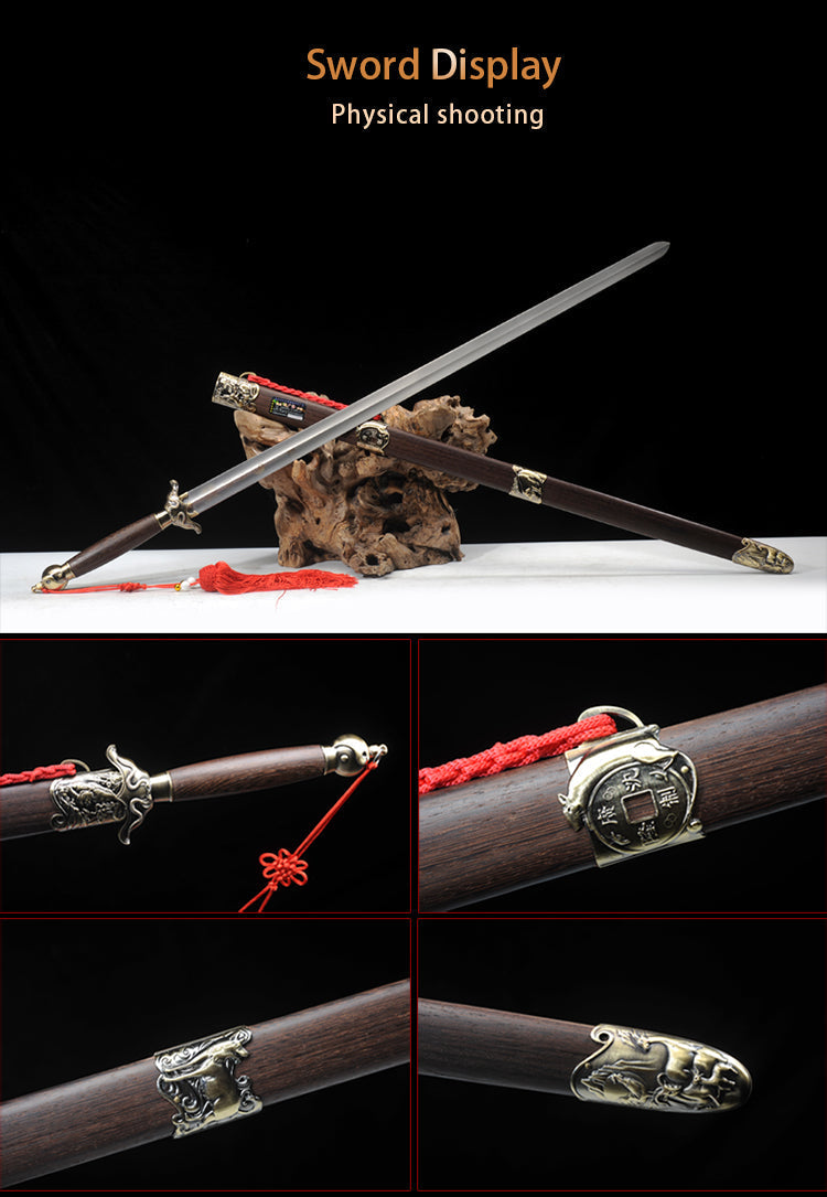 Handmade Chinese Sword Zodiac Signs Tai Chi Jian Stainless Steel Longq 