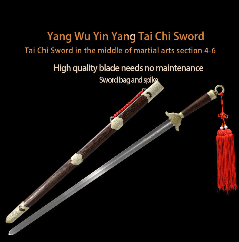 Handmade Chinese Sword Yangwu Yin Yang Tai Chi Jian Stainless Steel Longquan Sword 