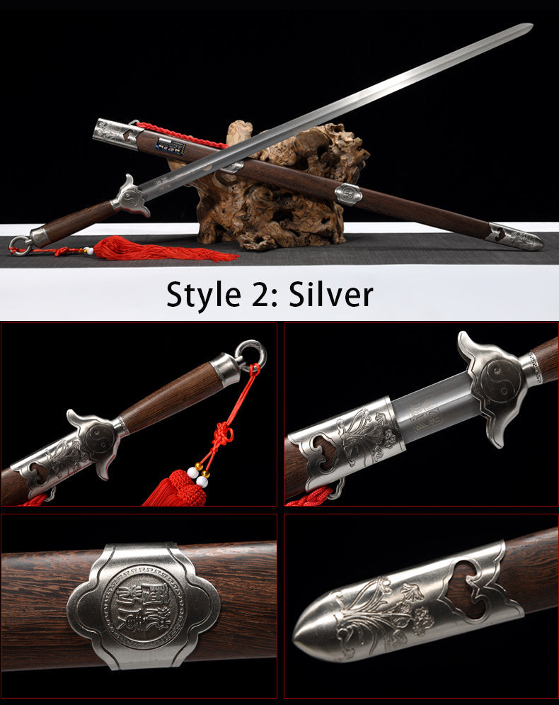 Handmade Chinese Sword Yangwu Yin Yang Tai Chi Jian Stainless Steel Longquan Sword 