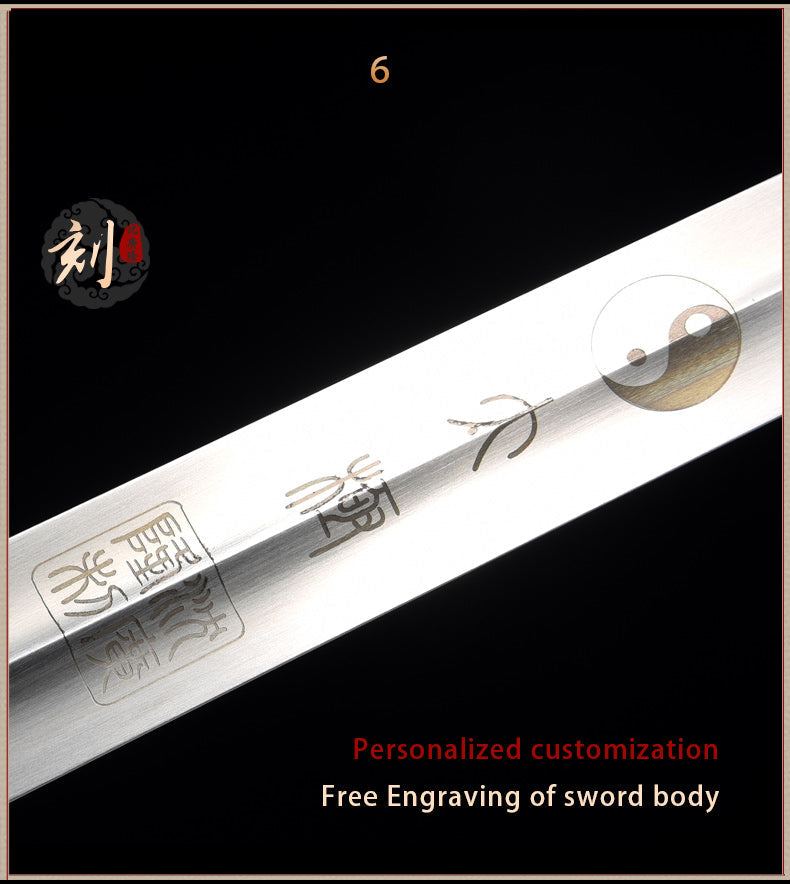 Handmade Chinese Sword Yangwu Yin Yang Tai Chi Jian Stainless Steel Longquan Sword 