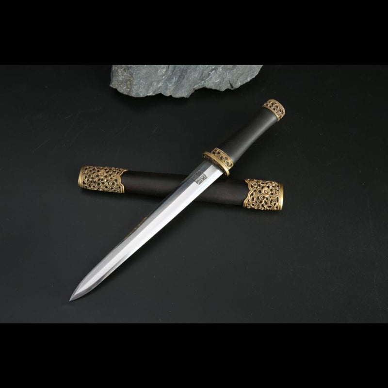 Handmade Chinese Sword Mini Longquan Short Sword Folded Steel Blade Eb 