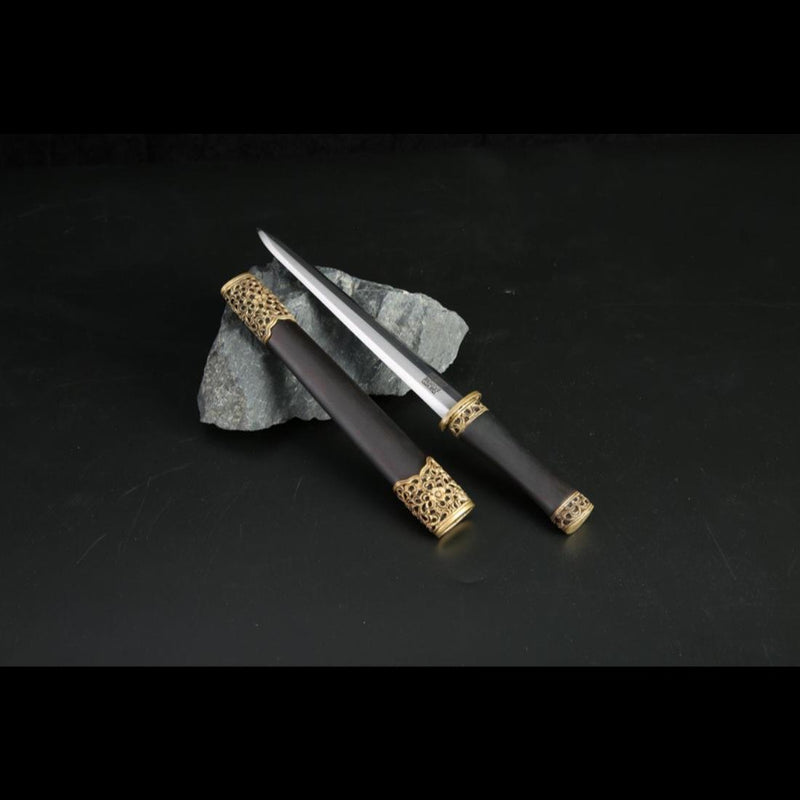 Handmade Chinese Sword Mini Longquan Short Sword Folded Steel Blade Eb 
