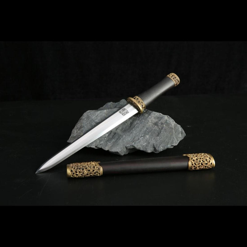 Handmade Chinese Sword Mini Longquan Short Sword Folded Steel Blade Eb 