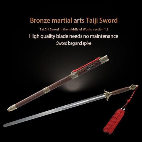 Handmade Chinese Sword Bronze Martial Arts Tai Chi Jian Stainless Steel Standard Longquan Sword-COOLKATANA-SL-8003-1-U