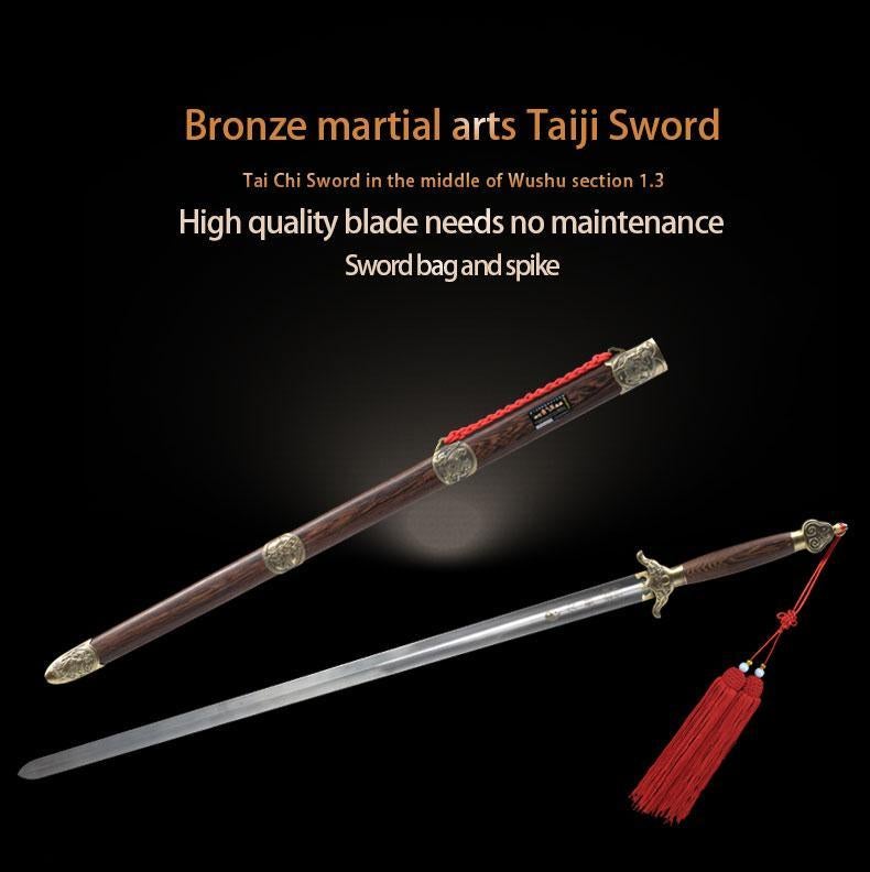 Handmade Chinese Sword Bronze Martial Arts Tai Chi Jian Stainless Stee 