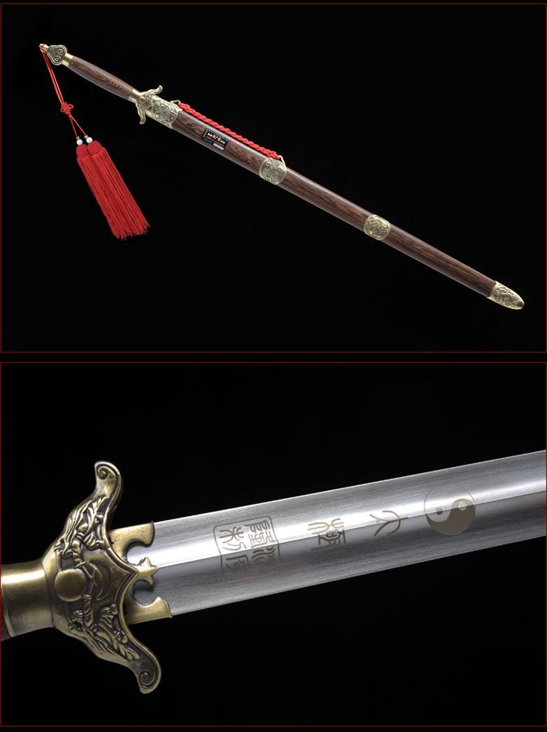 Handmade Chinese Sword Bronze Martial Arts Tai Chi Jian Stainless Stee 