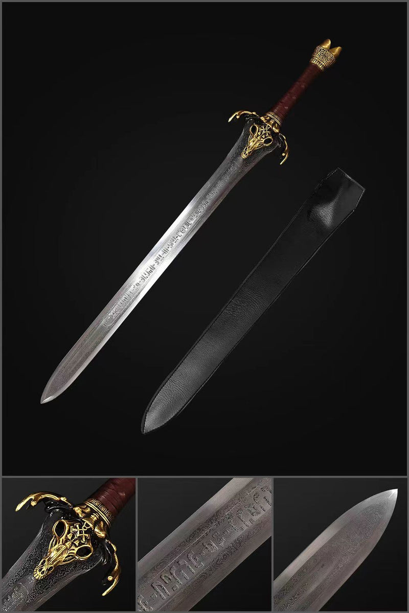 Hand Forged European Sword Conan Father's Sword 1095 Folded Steel Brass Fittings 