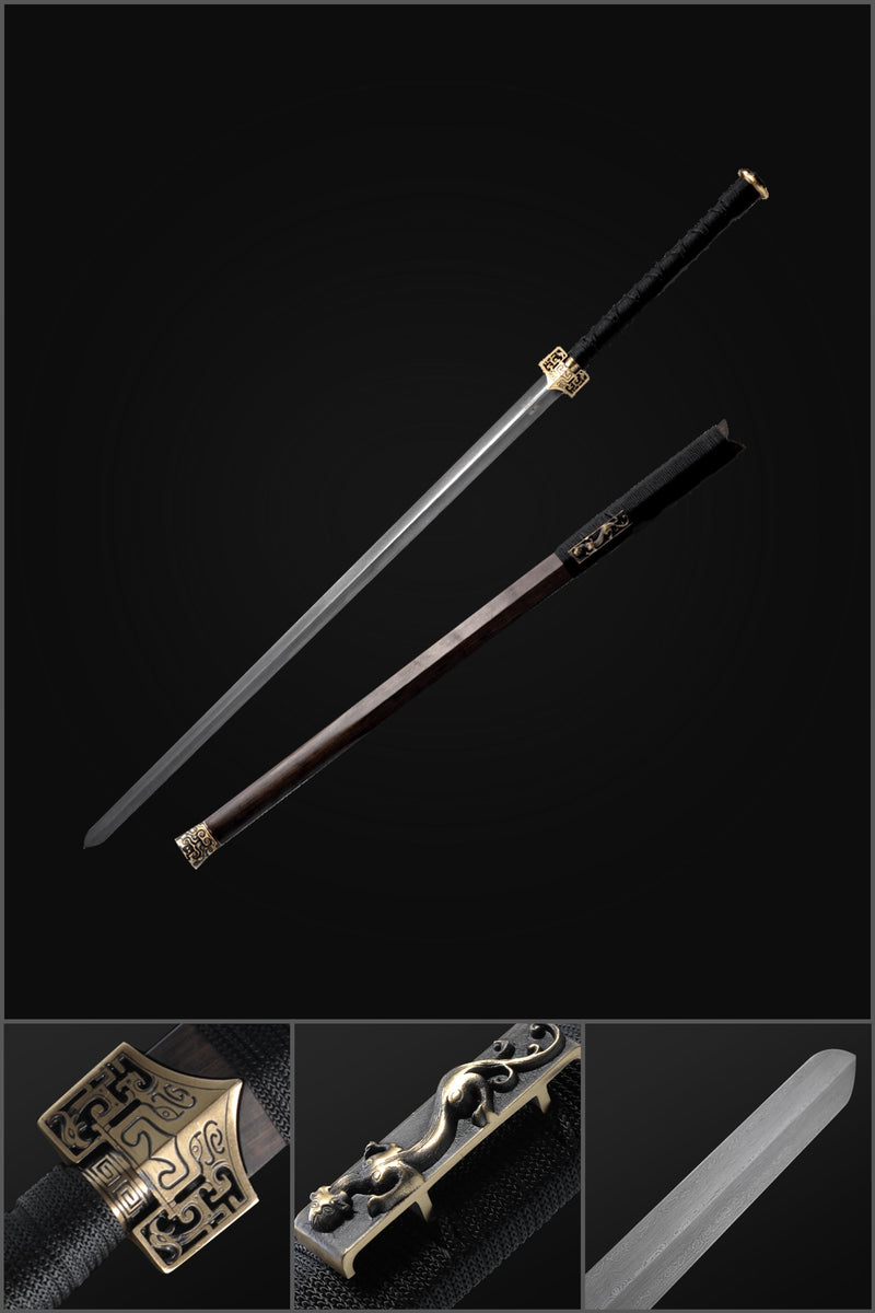 Handmade Chinese Sword Hanfeng Tai Chi Jian Two-Handed Sword Folded Steel Longquan Sword 