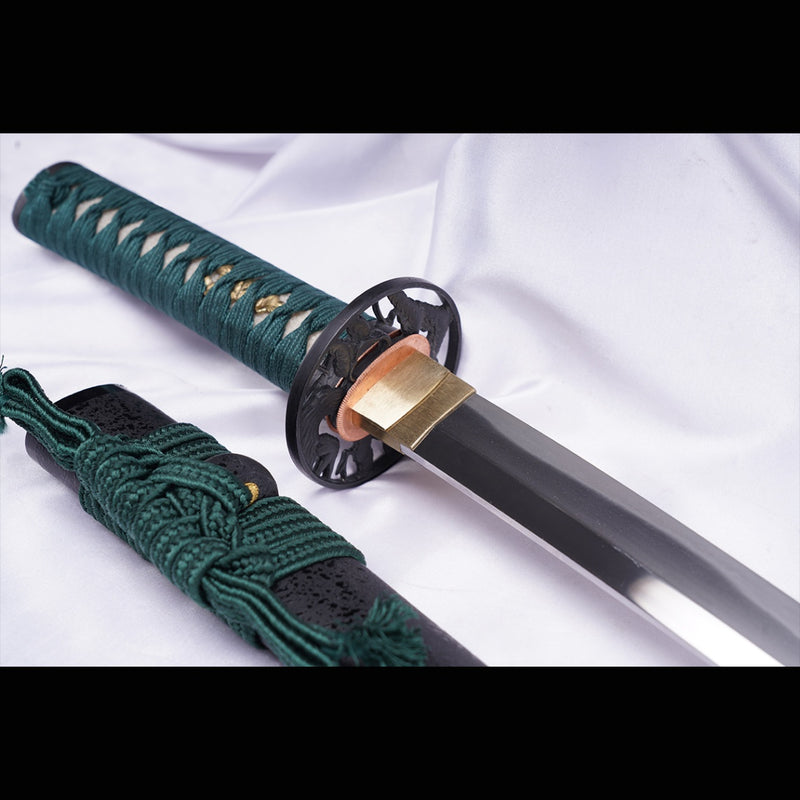 Handgeschmiedetes japanisches Wakizashi-Schwert 1095 High Carbon Steel Sashikomi A+ Polishing Grade Clay Tempered – COOLKATANA 