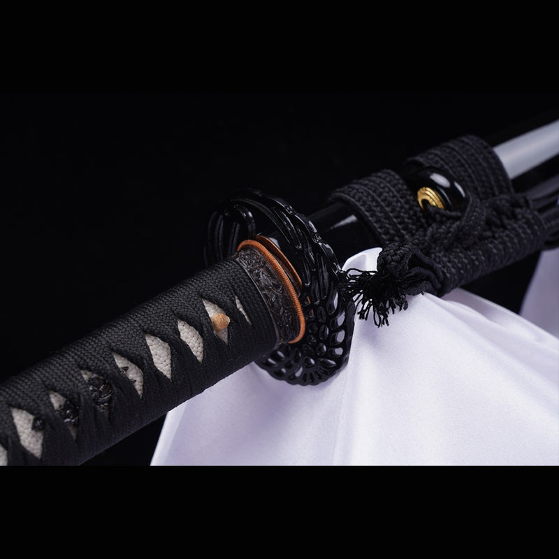 Handgeschmiedetes japanisches Samurai-Katana-Schwert T8-Stahlklinge Wasserhärtende Eisen-Tsuba - COOLKATANA 