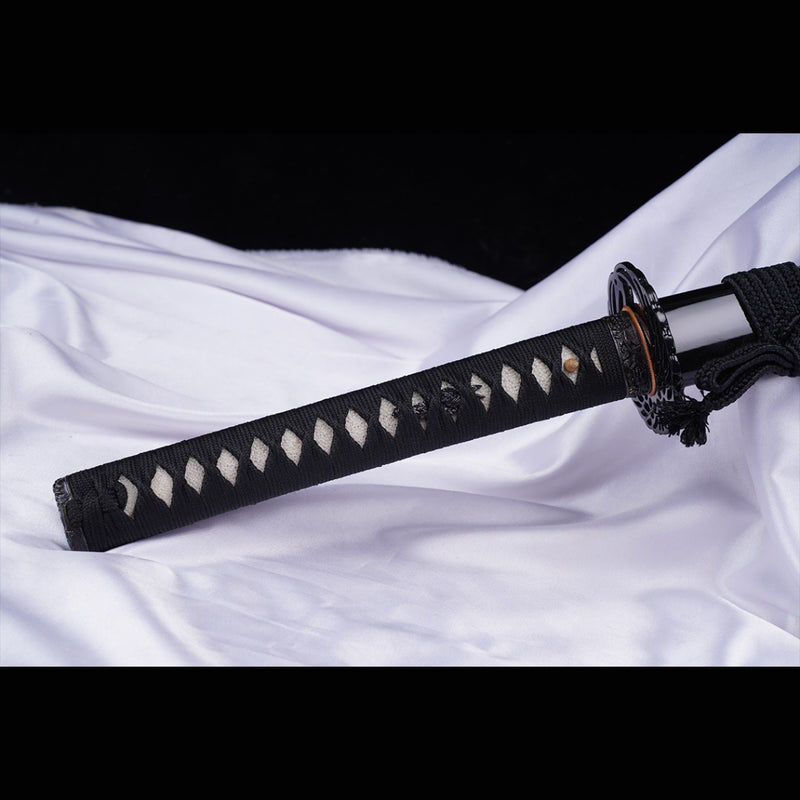 Handgeschmiedetes japanisches Samurai-Katana-Schwert T8-Stahlklinge Wasserhärtende Eisen-Tsuba - COOLKATANA 