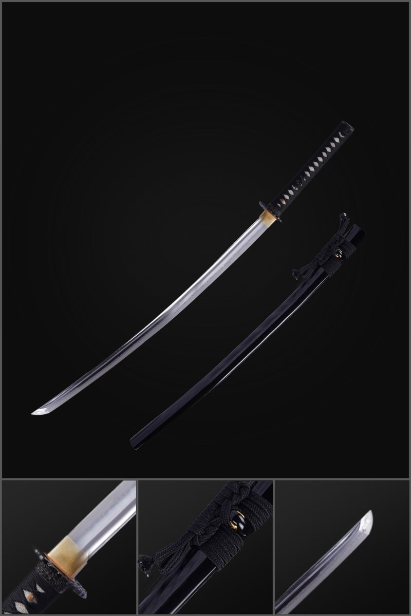 Handgeschmiedetes japanisches Samurai-Katana-Schwert T8-Stahlklinge Wasserhärtende Eisen-Tsuba - COOLKATANA 