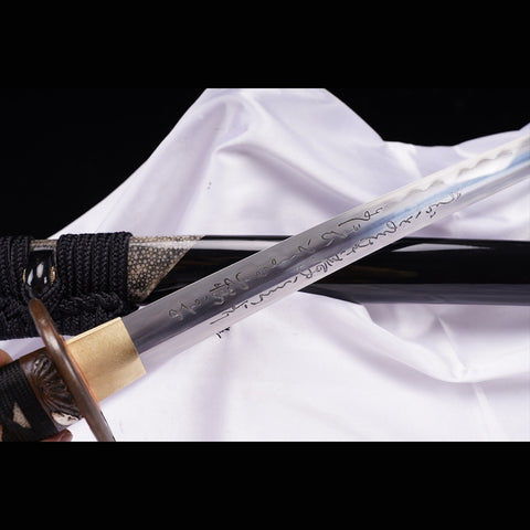 Hand Forged Japanese Samurai Sword Folded Steel Gold Plated Copper/Silver Plated Rayskin Saya Copper Tsuba-COOLKATANA-ZS-0025-U
