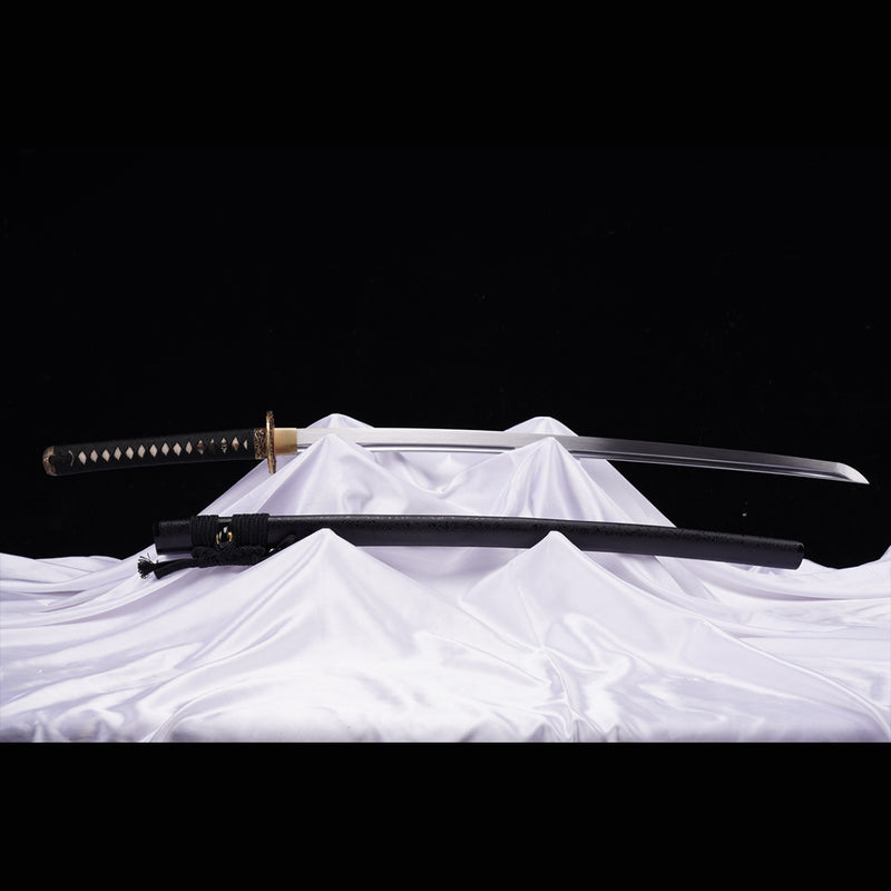 Handgeschmiedetes japanisches Samurai-Schwert Manganstahlklinge Echter Rochenhautgriff Messing Tsuba - COOLKATANA 