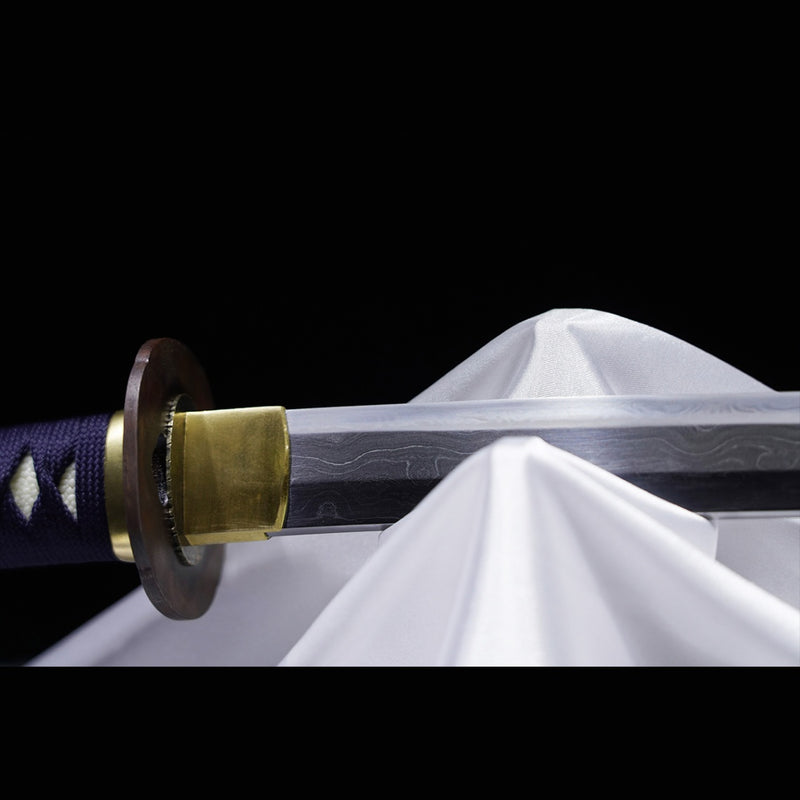 Handgeschmiedetes japanisches Samurai-Katana-Schwert, gefalteter Stahl, Sashikomi A+, Poliergrad, Ton, gehärtet – COOLKATANA 