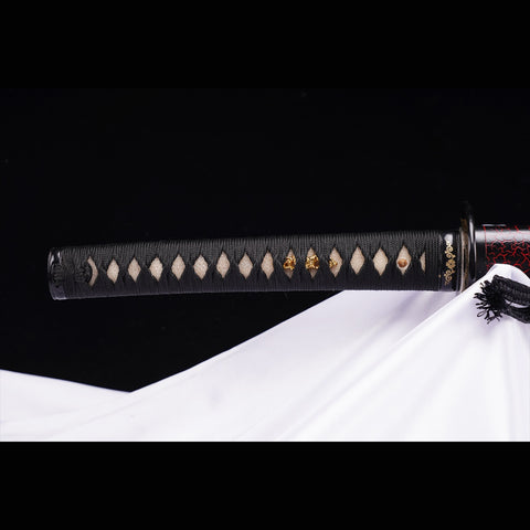 Hand Forged Japanese Samurai Sword T8 Tool Steel Blade Clay Tempered Alloy Tsuba Full Tang-COOLKATANA-ZS-0061-U