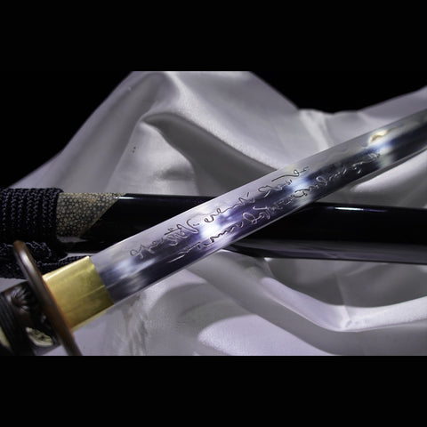 Hand Forged Japanese Samurai Sword Folded Steel Gold Plated Copper/Silver Plated Rayskin Saya Copper Tsuba-COOLKATANA-ZS-0025-U
