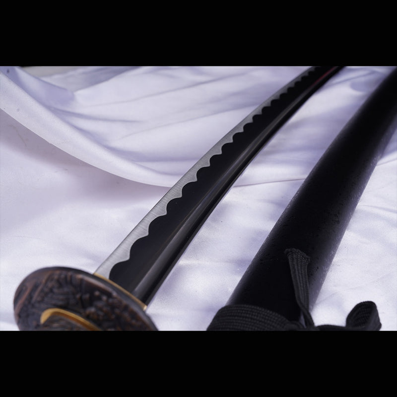 Handgeschmiedetes japanisches Samurai-Katana-Schwert, Klinge aus 1045er-Stahl, ölgehärtete Tsuba-Legierung 