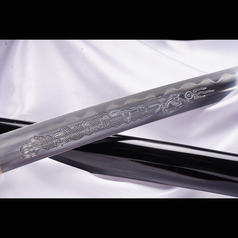 Handgeschmiedetes japanisches Samurai-Schwert gefalteter Stahl Ton gehärtetes vergoldetes Kupfer/versilbertes Kupfer Tsuba - COOLKATANA 