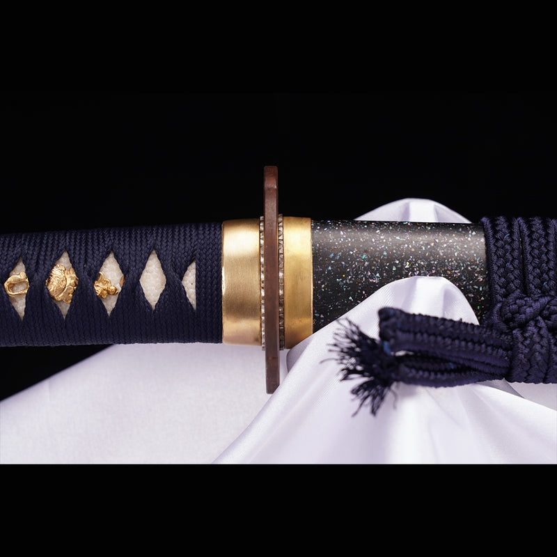 Handgeschmiedetes japanisches Samurai-Katana-Schwert, gefalteter Stahl, Sashikomi A+, Poliergrad, Ton, gehärtet – COOLKATANA 
