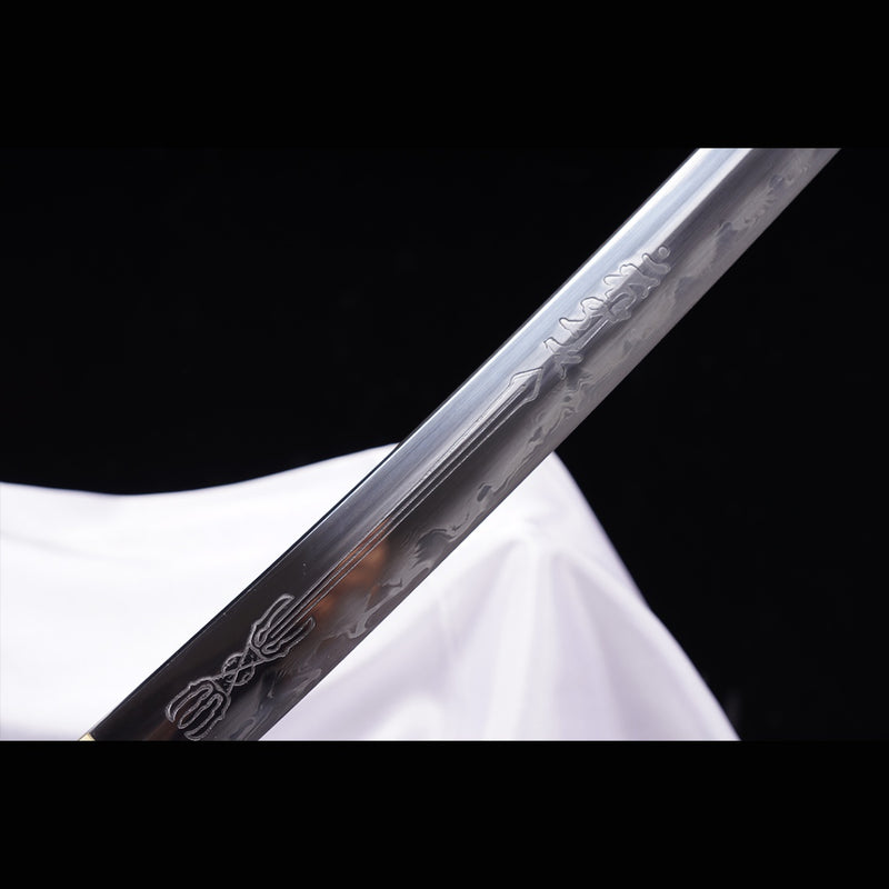 Handgeschmiedetes japanisches Samurai-Schwert gefalteter Stahl Ton gehärtetes vergoldetes Kupfer/versilbertes Kupfer Tsuba - COOLKATANA 