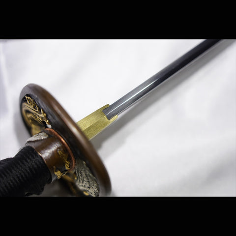 Hand Forged Japanese Samurai Sword Folded Steel Gold Plated Copper/Silver Plated Rayskin Saya Copper Tsuba-COOLKATANA-ZS-0025-U