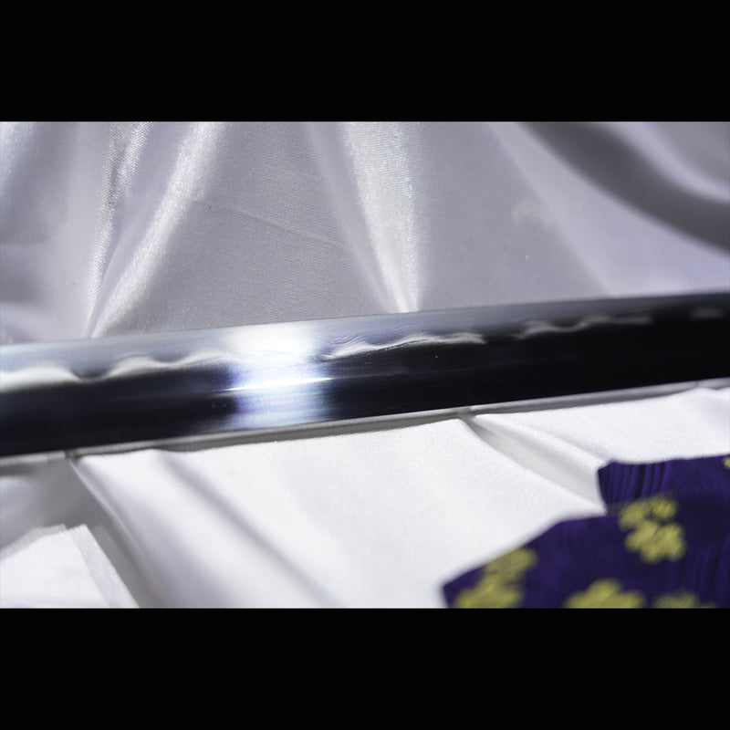 Handgeschmiedetes japanisches Samurai-Schwert gefalteter Stahl Ton gehärtetes vergoldetes Kupfer/versilbertes Kupfer Tsuba - COOLKATANA 