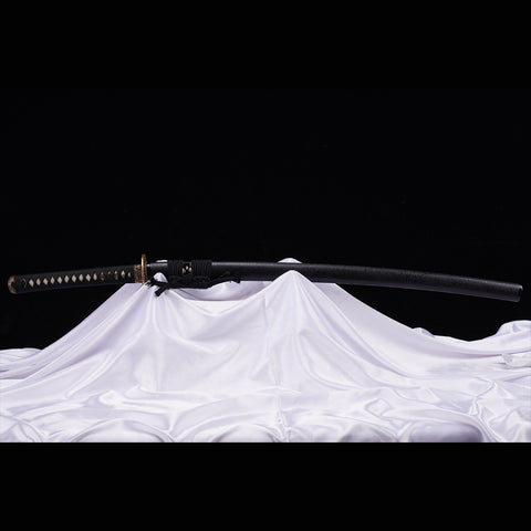 Hand Forged Japanese Samurai Sword Manganese Steel Blade Genuine Rayskin Handle Brass Tsuba-COOLKATANA-ZS-0039-U