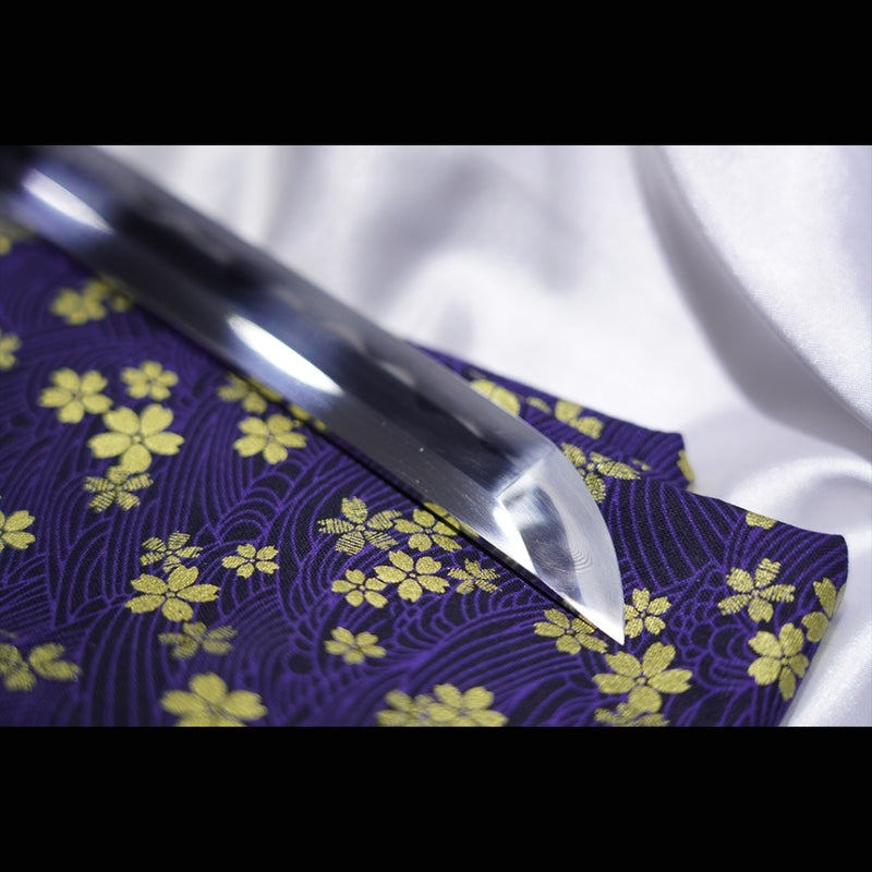 Handgeschmiedetes japanisches Samurai-Schwert gefalteter Stahl Ton gehärtetes vergoldetes Kupfer/versilbertes Kupfer Tsuba - COOLKATANA 