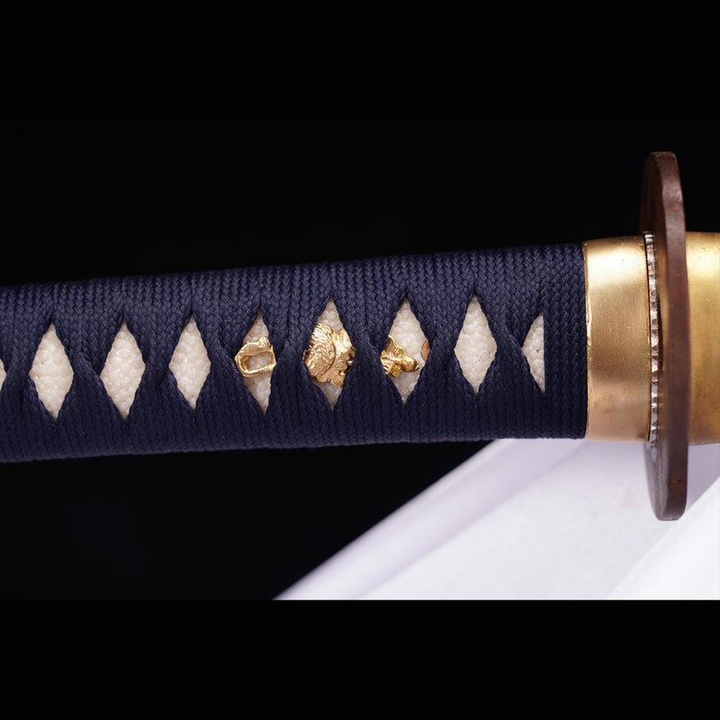Handgeschmiedetes japanisches Samurai-Katana-Schwert, gefalteter Stahl, Sashikomi A+, Poliergrad, Ton, gehärtet – COOLKATANA 