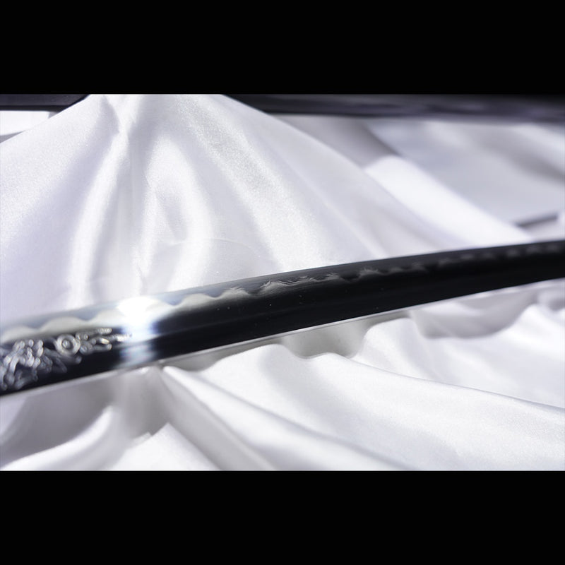 Handgeschmiedetes japanisches Samurai-Schwert gefalteter Stahl Ton gehärtetes vergoldetes Kupfer/versilbertes Kupfer Tsuba - COOLKATANA 