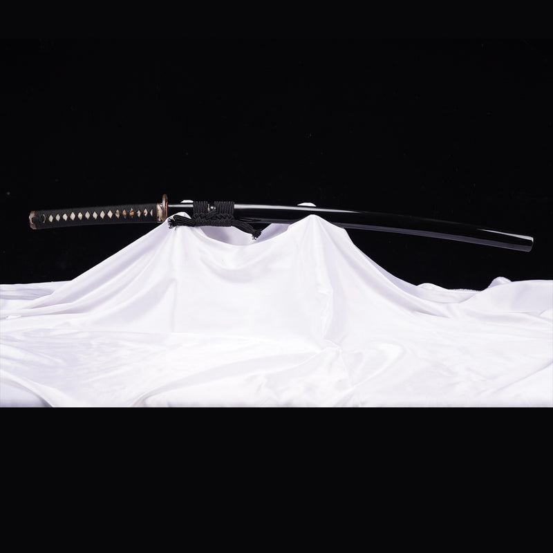 Handgeschmiedetes japanisches Samurai-Schwert gefalteter Stahl Ton gehärtetes vergoldetes Kupfer/versilbertes Kupfer Tsuba - COOLKATANA 