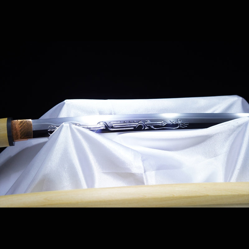 Handgeschmiedetes japanisches Samurai-Schwert Myoho Muramasa mit handgeschnitztem Saya gefaltetem Stahl aus gehärtetem Ton – COOLKATANA 