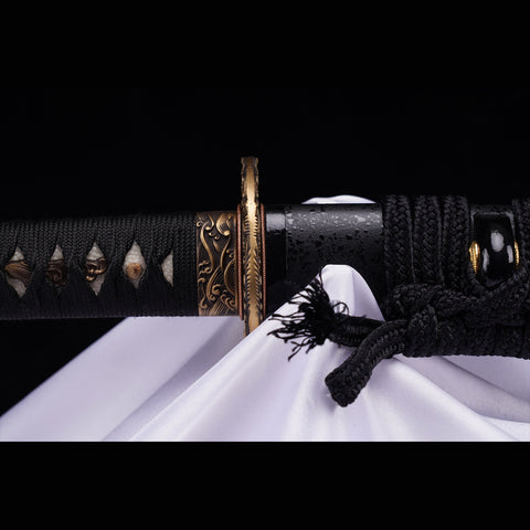Hand Forged Japanese Samurai Sword Manganese Steel Blade Genuine Rayskin Handle Brass Tsuba-COOLKATANA-ZS-0039-U