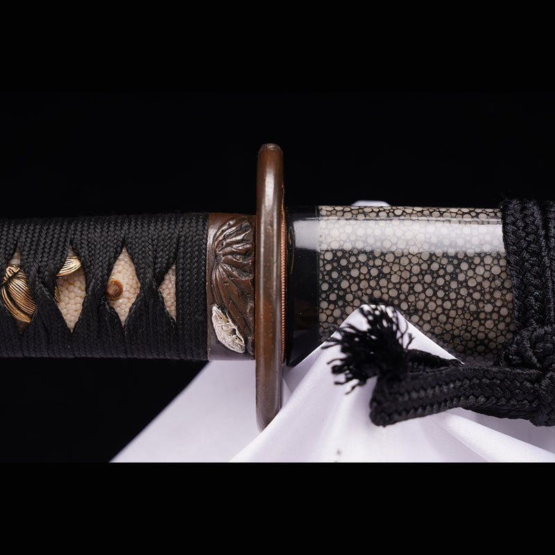 Hand Forged Japanese Samurai Sword Folded Steel Gold Plated Copper/Sil 