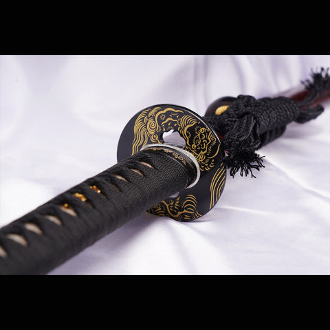 Hand Forged Japanese Samurai Sword T8 Tool Steel Blade Clay Tempered Alloy Tsuba Full Tang-COOLKATANA-ZS-0061-U