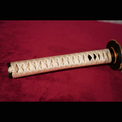 Hand Forged Japanese Samurai Katana Sword Tamahagane Steel Clay Tempered Red Copper Tsuba-COOLKATANA-ZS-0004-U
