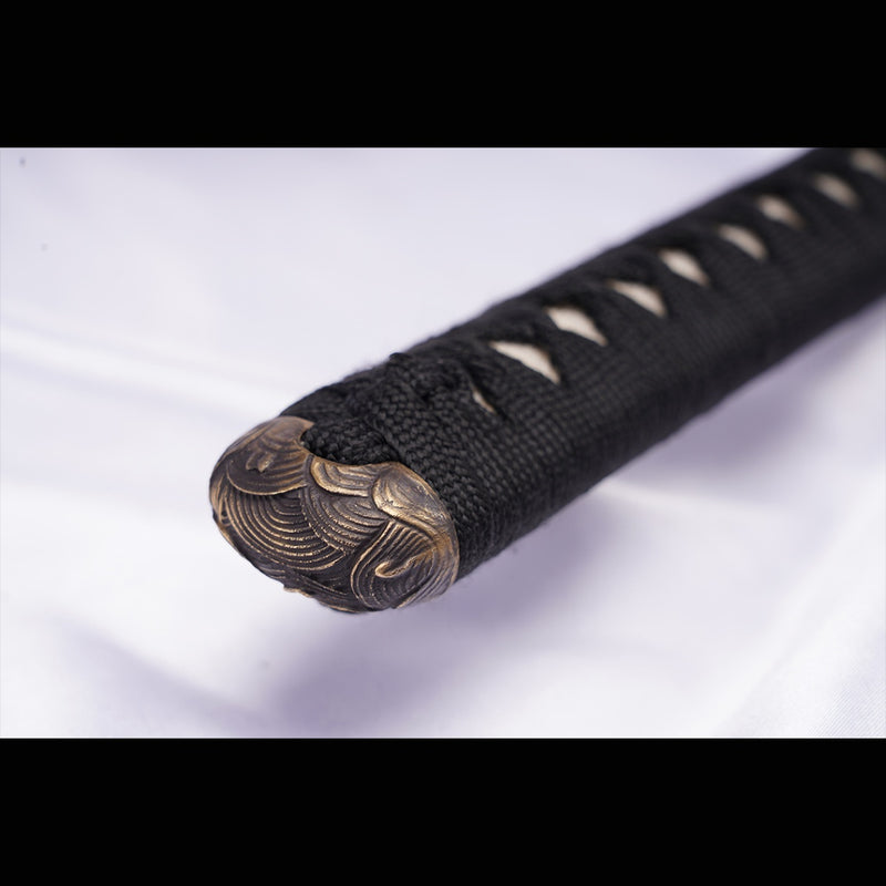 Handgeschmiedetes japanisches Samurai-Schwert Manganstahlklinge Echter Rochenhautgriff Messing Tsuba - COOLKATANA 