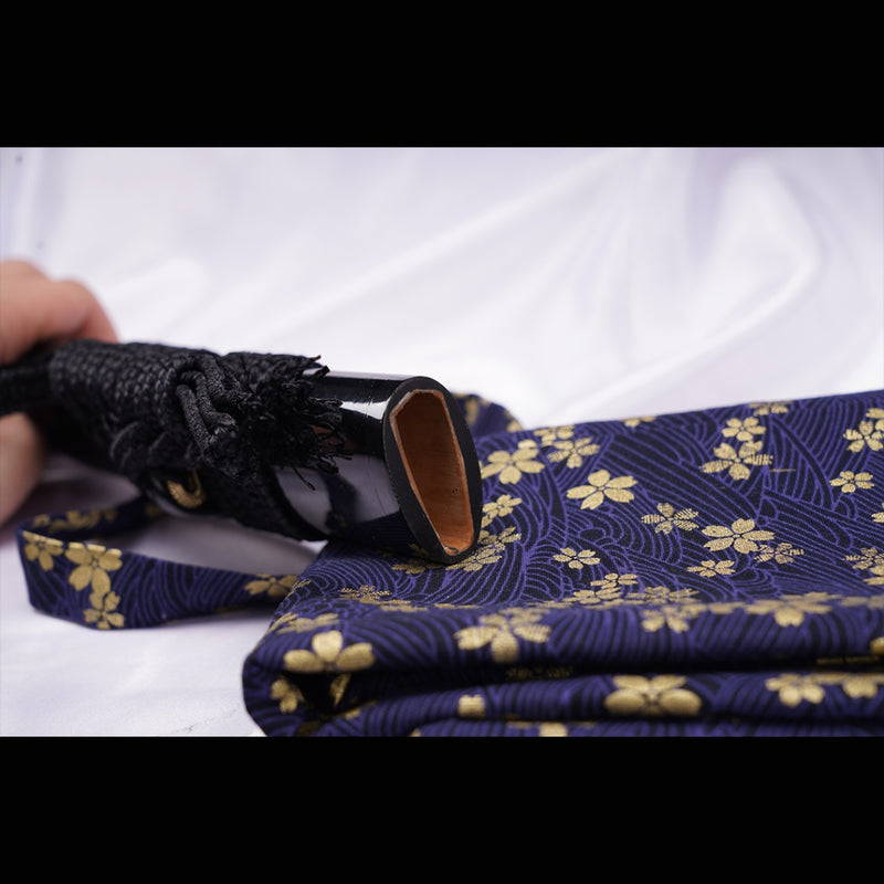 Handgeschmiedetes japanisches Samurai-Schwert gefalteter Stahl Ton gehärtetes vergoldetes Kupfer/versilbertes Kupfer Tsuba - COOLKATANA 