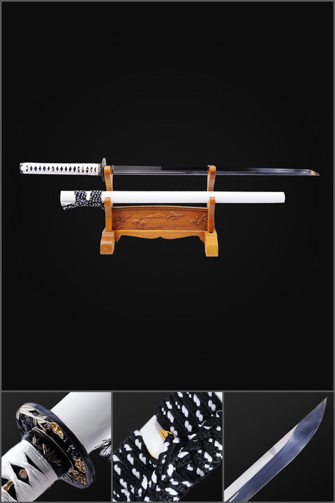Hand Forged Japanese Ninja Sword 9260 Spring Steel Straight Blade Ninjato Bamboo Tsuba-COOLKATANA-SL-1046-U