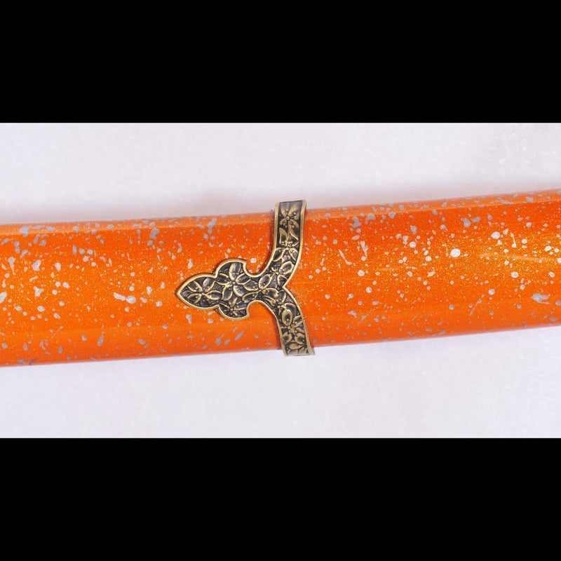 Handgeschmiedetes Tachi-Schwert Japanisches Samurai-Schwert Sanmai 1095 Kohlenstoffstahl + Gefalteter Stahl Clay Tempered - COOLKATANA 