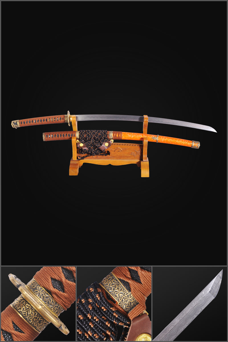 Handgeschmiedetes japanisches Samurai-Tachi-Schwert 1095Damscus, gefalteter Stahl 