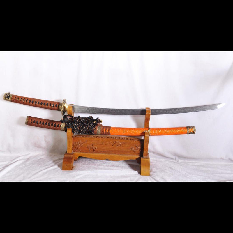 Handgeschmiedetes japanisches Samurai-Tachi-Schwert 1095Damscus, gefalteter Stahl 