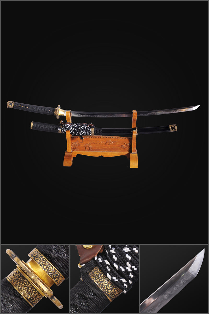 Handgeschmiedetes japanisches Samurai-Tachi-Schwert 1095 Gefalteter Clay Tempered Steel Full Tang - COOLKATANA 